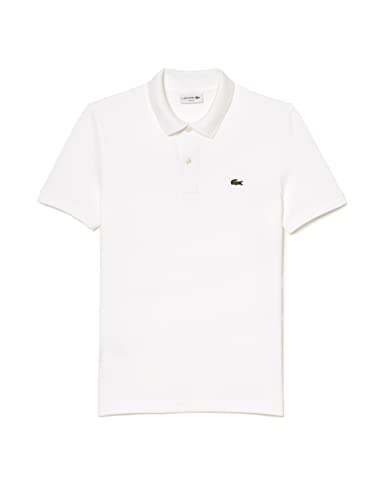 Lacoste Herren Polo-Shirt Kurzarm PH4012, Männer Polo-Hemd,2 Knopf,Slim Fit,Weiß,4