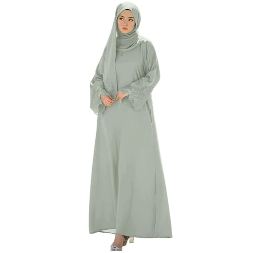 Gebetskleidung für Frauen, Jilbab 2 Teilig Damen Abaya Kleid mit Kopftuch Elegant Hijab Kleid Langarm Gebetskleid Muslimische Kleider Arabische Kaftan Kleider Islamische Ramadan Muslimische Kleidung