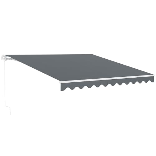 COSTWAY Markise mit Kurbel, Gelenkarmmarkise Sonnenschutz, Balkonmarkise Sonnenmarkise 5-35° Winkel einstellbar, Terrassenmarkise, Klemmmarkise für Balkon und Veranda (Grau, 360 x 300 cm)