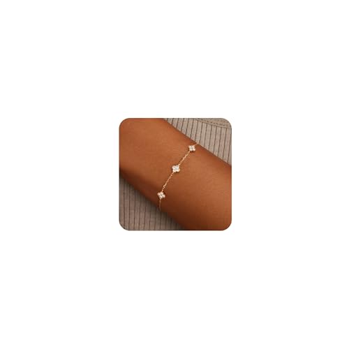 ZHESHY Armband Damen Gold Vergoldet Geburtstag Kleeblatt Armbänder Damen