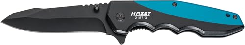Hazet Klappmesser 2157-3 I Outdoor Taschenmesser mit hochwertiger Edelstahl-Klinge I Aluminium-Griff mit Fingermulden für den Einsatz in Werkstatt, Industrie oder Hobby