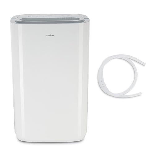 MEDION DH20 Luftentfeuchter elektrisch (bis zu 100m³ (20m²), 20Liter/24h, 43db leise, elektrischer Raumentfeuchter, Normalbetrieb, Wäschemodus, Ventilatorbetrieb, Timer, Bodenrollen, Entfeuchter)