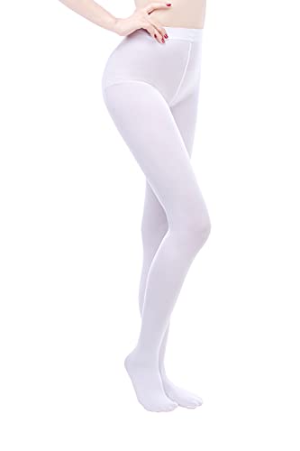 EVERSWE 80D Microfaser Damen Strumpfhose (L/XL, Weiße)