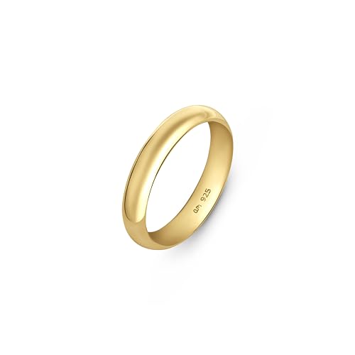 Amberta Damen Hochzeitsringe Silber 925 aus Vergoldet | Hochzeitsring Herren Silber | Ring Vergoldet Damen | Hochzeit Ringe Gold: Ring Damen Silber Ringgröße 58.9