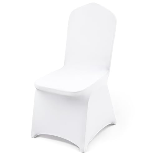 VEVOR Stuhlhussen aus Polyester-Spandex Weiß, Abnehmbare & Waschbare & Dehnbare Stuhlüberzüge, Universell Passend für Esszimmer Partys Hochzeiten Bankette, Stuhlhüllen Stuhlbezüge (53)