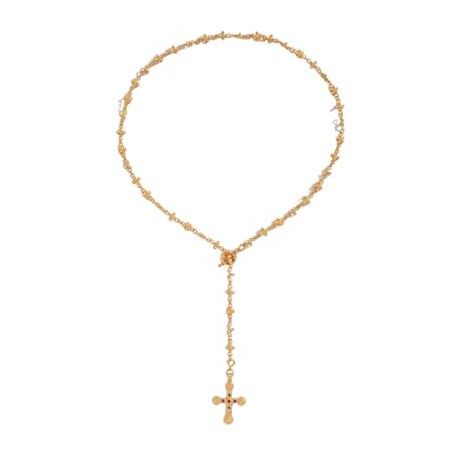 IOETSEUT Damen Halskette Schwester Halskette Goth Strass Kreuz Anhänger Choker Halskette für Frauen Männer Einfache Verstellbare Lange Kette Christian Pray Schmuck Mädchen Geschenke
