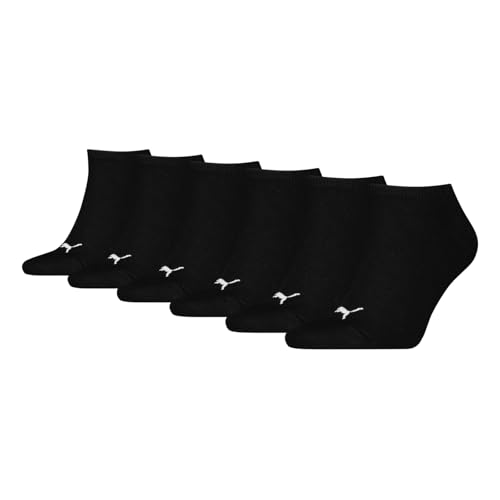 PUMA 3 Paar Unisex Herren Damen Sportsocken Kurzsocken Sneaker Socken, Farbe:Schwarz, Größe:39-42, Artikel:-200 black