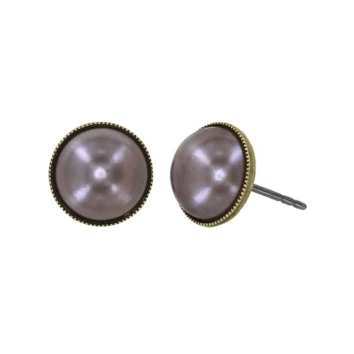 Konplott: Ohrstecker Bubble Cascade round, runde große Halbperlen-Ohrstecker, für Damen/Frauen (braun)
