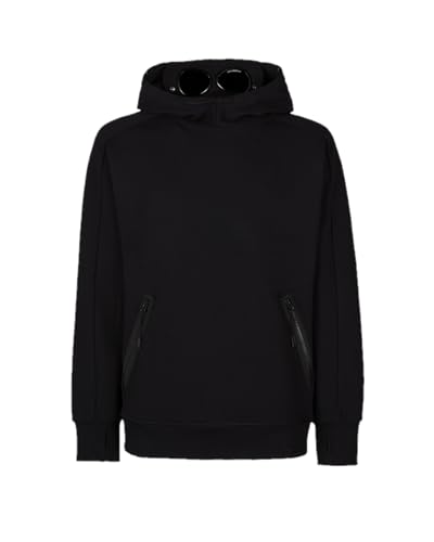 C.P. Company Diagonaler Fleece-Kapuzenpullover, Schwarz , M