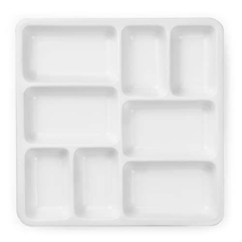 MEEDEN 8-Well Keramik Palette, Quadrat Aquarellfarben Porzellan Palette, Weißes Keramikmischtablett für Gouache Malerei, Ölgemälde, Acry Malerei & Tempera Malerei, 17,8×17,8×1,9cm