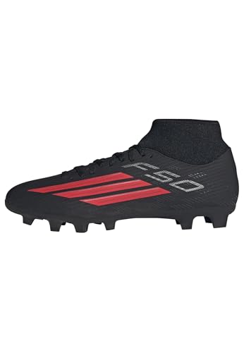 adidas Unisex F50 Club Mid Cut Firm Ground/Multi Ground Football Boots, core Black/Lucid red/core Black, 39 1/3 EU