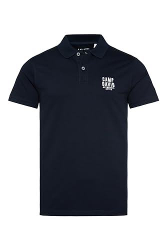 Camp David Poloshirt Herren Basic | Piqué Polo mit Logo-Stickerei, Trikotkragen & 2-Knopfleiste | Oeko-TEX Zertifiziert | Baumwoll-Mix, atmungsaktiv & pflegeleicht | Blue Navy, XXXL