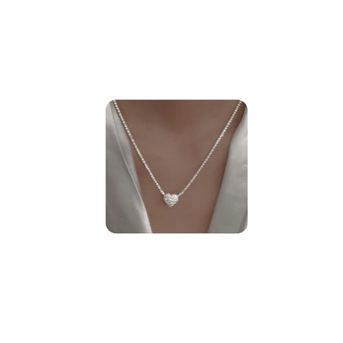 Meteorstarry Herzkette Silber 925, Silberkette Damen 925 mit Herz Anhänger, Glizter Halskette Damen Kettenanhänger Personalisiertes Geschenke Geburtstagsgeschen für Frauen Freundin