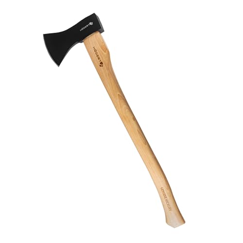 HÖGERT TECHNIK Äxte 1200g mit Holzstiel - Mehrzweckaxt zum Spalten und Hacken, ergonomischer Hickoryholzgriff, gehärtetes Axtblatt 47-55 HRC, mit Keilbefestigung, gefertigt nach DIN 5131