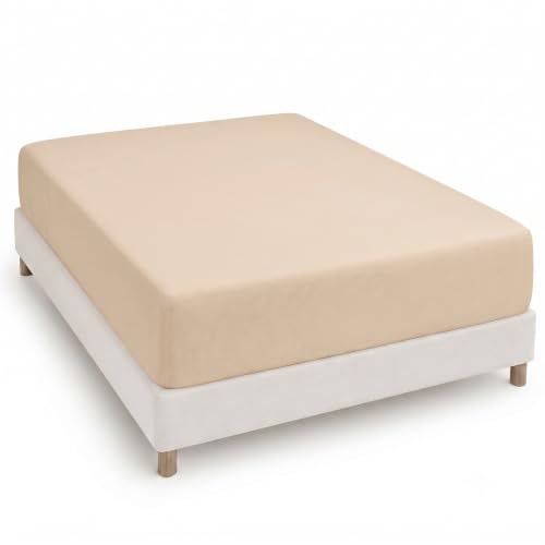 Degrees Home - Collection - Spannbettlaken – 100% Polyester, Hochwertige Mikrofaser, Rundum-Gummizug, Atmungsaktiv & Pflegeleicht, Oeko-Tex Standard -90x200x33 – Beige