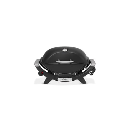 Weber Q2100N Gasgrill, 53 x 38cm Grillfäche, portabler BBQ Grill, 1 Brenner, hoher Deckel, 2-geteilter porzellanemaillierter Guss-Grillrost - Schwarz (1501088)