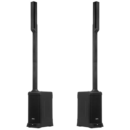 Vonyx VX820 PA Anlage Aktiv, 2er Set – 400W Line Array Säulenlautsprecher, 8 Zoll Subwoofer Aktiv, Bluetooth 5.0, DSP, 4-Kanal-Mixer, DJ Anlage Komplett Set, PA Lautsprecher, Breitbandlautsprecher