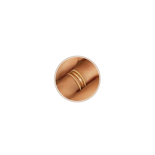 ZHESHY 3pcs Gold Silber Ring Damen 1,3 Mm Dünn Goldene Rings 14k Vergoldete Silberring Wasserfest Hypoallergene Stapeln Schmal Ringe Set Geschenke Schmuck Frauen Verlobungsring Eheringe Größe 52-65