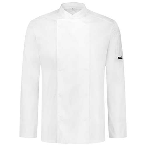 PALLTEX NORI LS Kochjacke Unisex Damen Herren Schwarz/Weiss Kochkleidung Professional Chef Uniform Langarm (Weiss, XL)