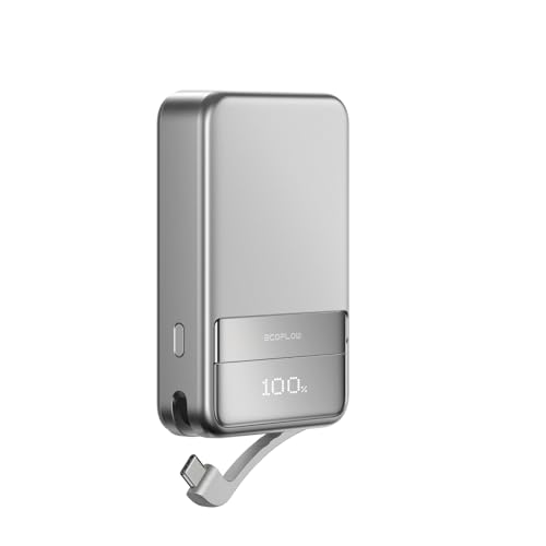 EF ECOFLOW Qi2 Magsafe Powerbank 10000mAh 65W mit USB-C-Kabel, Magnetische Power Bank Wireless Kabelloses Tragbares Ladegerät Externe Handyakkus Kompatibel für iPhone 17/16/15/14/13 Series, Silber