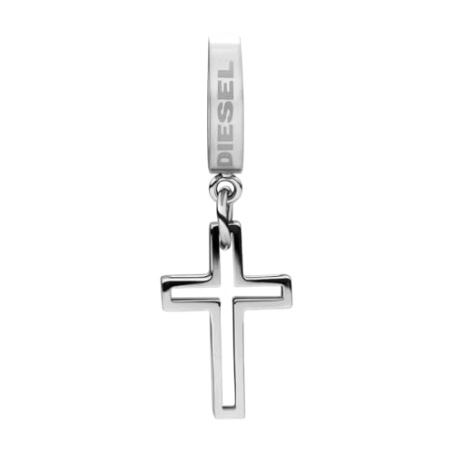 Diesel Herrenohrringe aus Edelstahl oder Halbedelmetall mit Bügelverschluss, Silberfarben