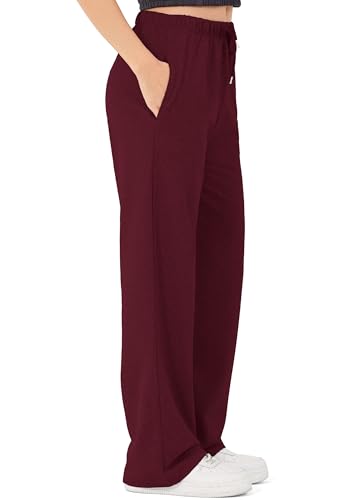 ROSS CAMP Jogginghose Damen - Baumwolle Sporthose Lang, Traininghose Laufhosen Bequeme Jogger, Sweatpants Weites Bein mit elastischem Bund Yogahose - Bordeaux XXL