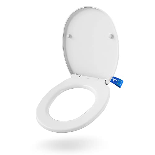 BigDean Made in Europe Toilettensitz Toilettendeckel mit Soft-Close Absenkautomatik oval antibakterieller WC Sitz aus Duroplast weiß bis 150kg Schnellverschluss zum einfachen reinigen