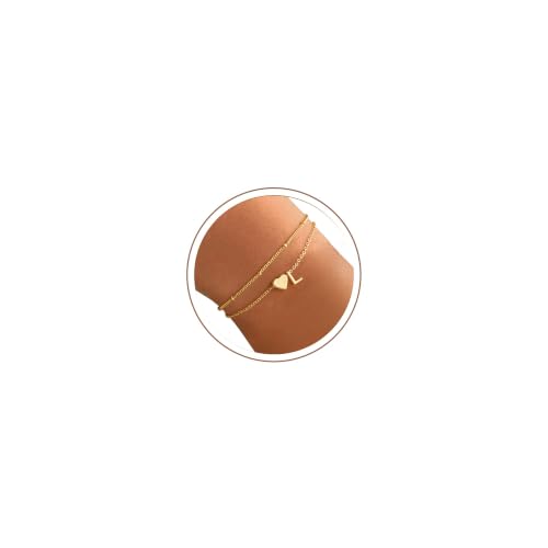 TINGN Armband Damen Gold, 14K Gold Vergoldet Herz Armband mit Buchstaben L Armbänder Damen | Herz Armbänder Mädchen | Teenager Mädchen Geschenke | Jahrestag Hochzeit Geschenk für Sie Frauen Muttertag