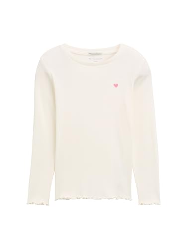 Tom Tailor Mädchen Kinder Basic Langarmshirt mit Rippstruktur,12906 - Wool White, 116/122
