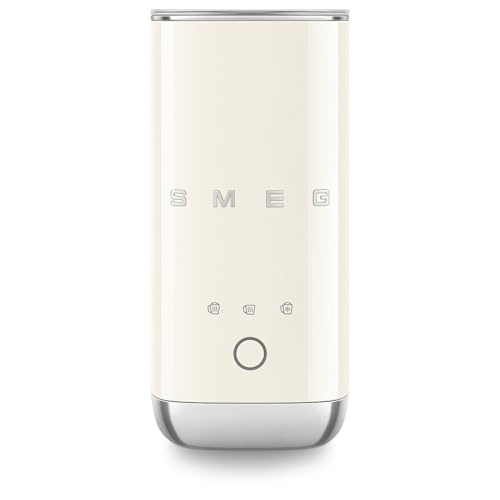 Smeg, MFF02CREU Elektrischer Milchaufschäumer, 3 Getränkefunktionen, abnehmbarer Schneebesen, Antihaft-Keramikbeschichtung, 500 W, Creme