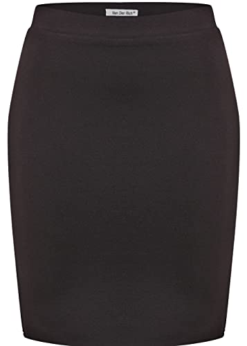 Van Der Rich ® - Kurzer, Enger Rock Gummizug in der Taille - Damen (Schwarz, XL-XXL)