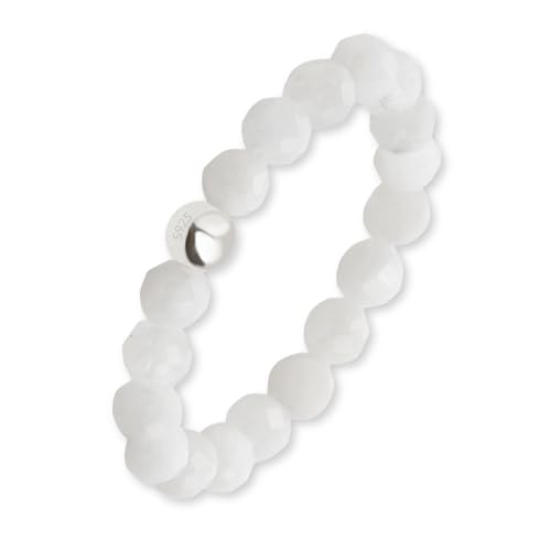 GD GOOD.designs Anti Stress Ring aus Mondstein Naturstein Perlen für Damen | Elastische Anxiety Rings - Fidget Ringe | Ringgröße 52-60