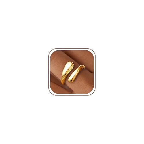 HARJJME Ringe Gold Silber für Damen Frauen Edelstahl Ringe Wasserfeste Verstellbare Statement Goldene Stapelringe Daumenring Fingerring Ehering Modeschmuck Geschenk Teenager Mädchen