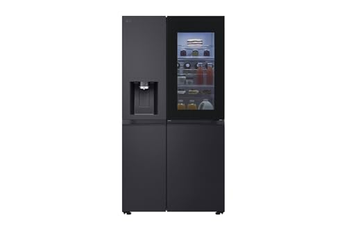 LG GSXE91EVAD Side-by-Side Kühlschrank mit Gefrierfach (628 L, Energieklasse D) mit InstaView, Door-in-Door, Eis- und Wasserspender, Total No Frost, Schwarz