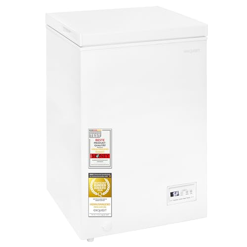 Exquisit Gefriertruhe | 98 l Nutzinhalt, Energieeffizienzklasse E, 40 dB Betrieb | Schnellgefrieren, manuelles Abtauen, Temperaturregelung, digitale Temperaturanzeige Gefrierkorb | GT5101-E-040E weiss