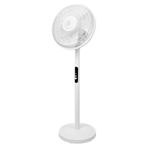 EXTRASTAR Standventilator 12 Zoll mit 3 Windstufen, 70° automatischer Schwenkfunktion & 10° manuelle Neigung, 50W Standlüfter mit 5 PP Flügeln, 1,5m Stromkabel für Wohnzimmer, Schlafzimmer & Büro