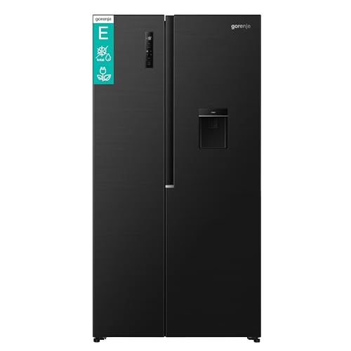 Gorenje NRS917E41BXWD Kühl-Gefrierkombination/Freistehend/ 541L/ 39dB/ EEK: E/NoFrost Plus/Wasserspender/Multiflow 360°/ CrispZone/SuperCool/FastFreeze/(BxHxT): 91,1 × 178,6 × 61,5 cm/Schwarz