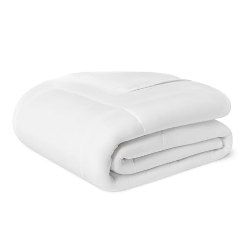 Amazon Basics Bettdecke Ganzjahr 300 GSM - Hypoallergene Steppdecke mit Daunenalternative Füllung, 135 x 200 cm, Weiß