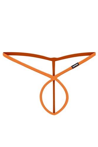 C4M CUT FOR MEN Oranger Knapper Herren String ouvert Slip aus Bänder komplett offen elastisch S/M