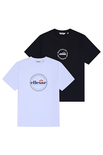 Ellesse Herren Villo 2er Pack T-Shirt, Weiß, Schwarz, 2XL EU