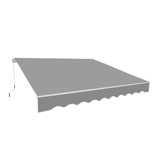 LZQ Aluminium Markise 4 x 3 m Balkonmarkise Sonnenschutz Kassettenmarkise Gelenkarmmarkise Sonnensegel Hellgrau