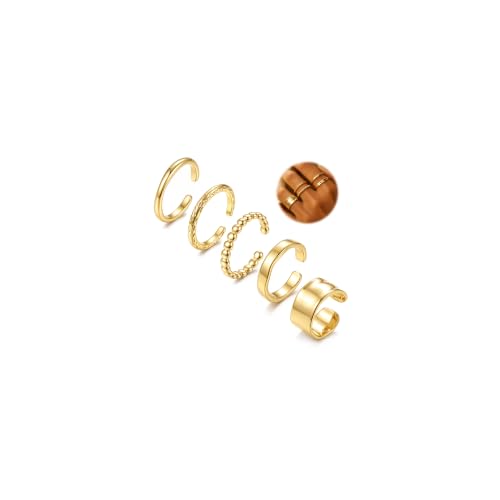 CASSIECA 5 Stück Ringe Gold Damen Ringe Gold Wasserfest Ring Verstellbar