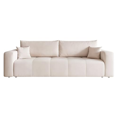 IDOHOME 93x244 Sofa mit Schlaffunktion (125x200) und Bettkasten (Massivholz + MDF) mit dekorativen Nähten auf der Sitzfläche