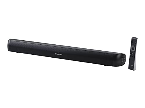 SHARP HT-SB107 90 W Bluetooth Soundbar – schlanker TV-Lautsprecher mit kabellosem Musikstreaming, kraftvollem Heimklang, sattem Bass, wandmontierbar, optischer & AUX-Anschluss
