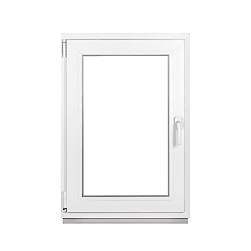 Framex Premium Kellerfenster - Kunststofffenster Weiß BxH 600 x 800 mm - Garagenfenster/Gartenhaus Fenster BxH 60 x 80 cm 2-fach Verglast - Din Links-Funktion Dreh Kipp Fenster-Alle Größen