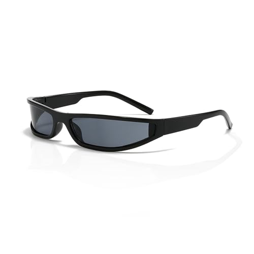 MOAZIFI Techno Y2k Sonnenbrille, Futuristische Schmale Sonnenbrille Für Männer Und Frauen, Sportsonnenbrille Für Basketball, Fußball, Motorradfahren, Radfahren Und, 1 Stück In Dunkelgrau