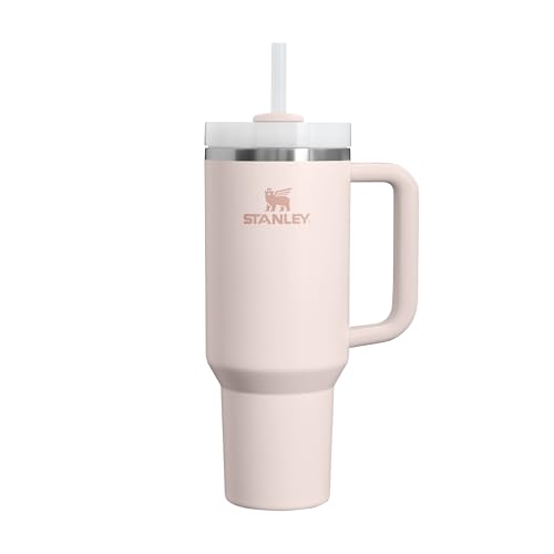 Stanley 1913 Quencher H2.0 Flowstate Trinkflasche Mit Strohhalm 1.2L - Thermobecher Kühlt 11 Stunden - 48 Stunden Eisgekühlt - Spülmaschinenfest - Thermosflasche BPA Frei - Trinkbecher - Rose