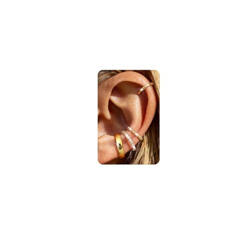 Ear Cuff Set Damen,4 Paar Ohrklemmen ohne Piercing,Fake Helix Gold-Klassik