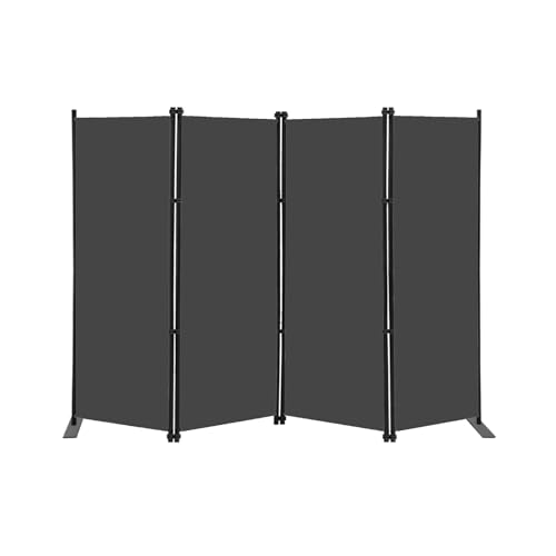 KEORTUN Klappbar 4-teiliger Raumteiler 203x183 cm Sichtschutz Paravent Trennwand FREISTEHEND für Wohnzimmer, Schlafzimmer, Büro, Studio- Grau