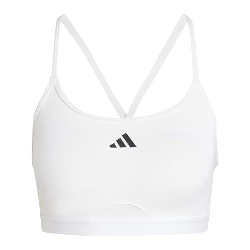 adidas Damen AeroReact Training 3Stripes Bra, White, S